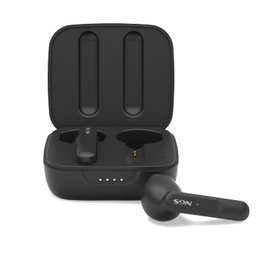 NGS Auriculares Bluetooth ARTICA MOVE Bluetooth 5.3 ENC Carga Inalámbrica - 7h Autonomía Auricular + 28h Total con Estuche, Almohadillas S/M/L, Negros (ARTICAMOVEBLACK)